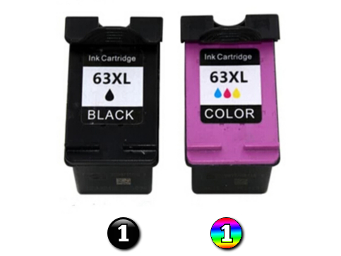 2 Pack Combo Remanufactured HP 63XL BK/COL ink cartridges 2 Pack Combo Remanufactured HP 63XL BK/COL ink cartridges